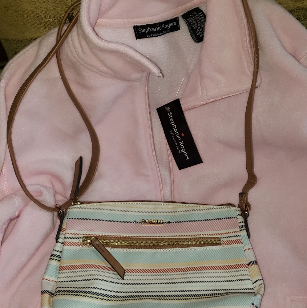 Stephanie Rogers Cream and Brown Crossbody Bag